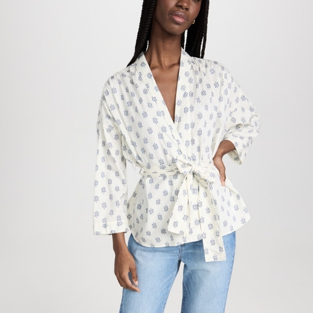 Xirena paisley print Wrap long sleeves Top